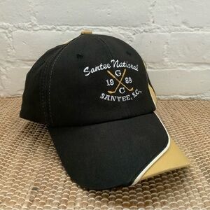 Vintage Golf Hat 100% Cotton Adjustable Cap Talk Town Black Santee International